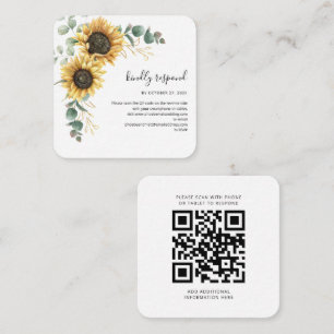 Tarjeta Pequeña Código QR de RSVP de boda de girasol de eucalipto