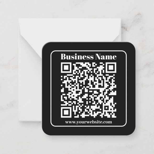 Tarjeta Pequeña Código QR editable Estilo moderno negro y blanco r (Anverso)