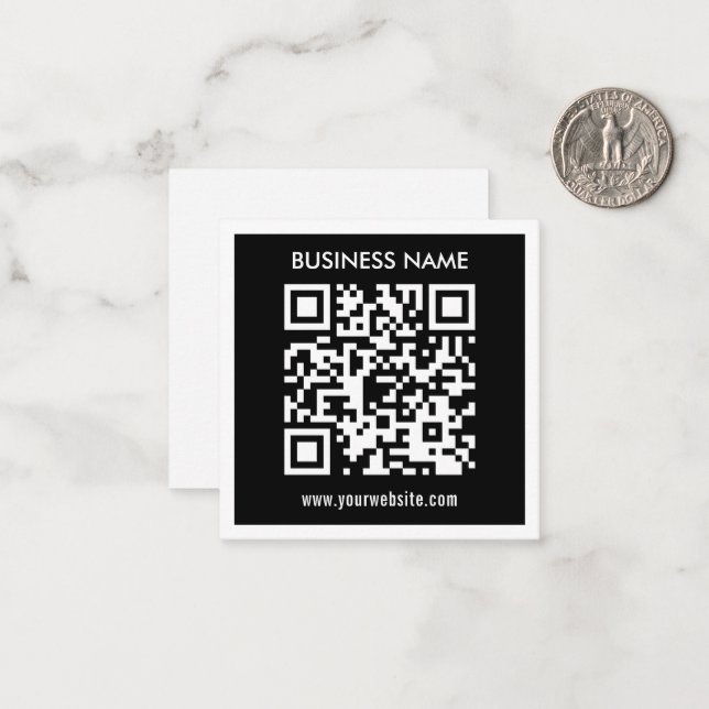 Tarjeta Pequeña Código QR editable (generado al instante) | Negro (Anverso/Reverso In Situ)