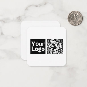 Tarjeta Pequeña Código QR editable y su logotipo comercial o image