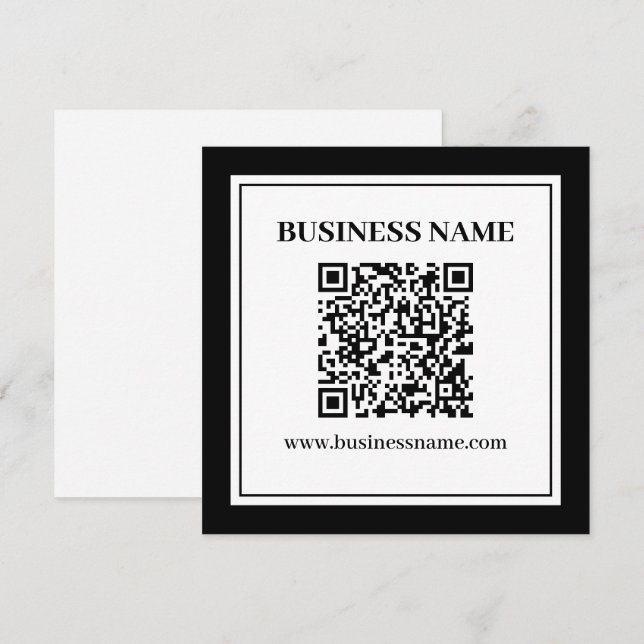 Tarjeta Pequeña Código QR empresarial | Blanco y Negro (Anverso / Reverso)