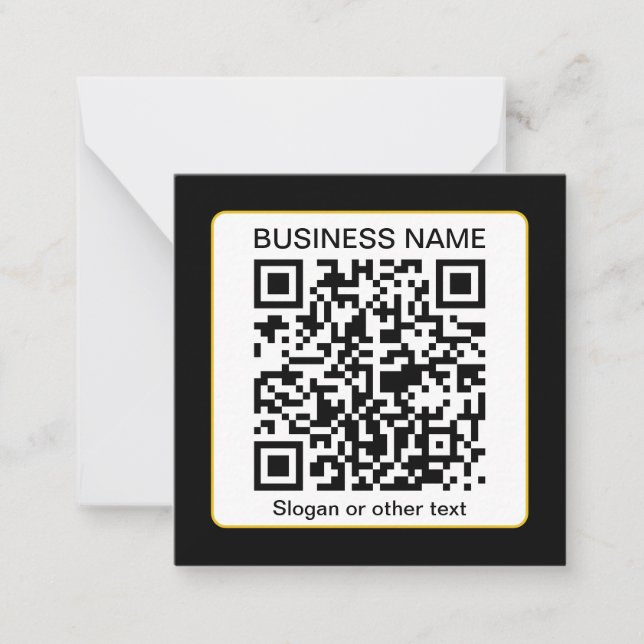 Tarjeta Pequeña Código QR escaneable editable + su nombre comercia (Anverso)