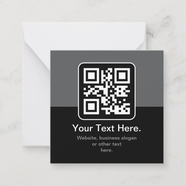 Tarjeta Pequeña Código QR escaneable moderno | Negro Gris y Blanco (Anverso)