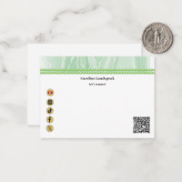 Código QR moderno perlas de seda verde en las rede