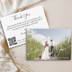 Tarjeta Pequeña código qr moderno y elegante foto de boda gracias