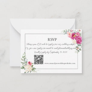 Tarjeta Pequeña Código QR Peony y Rosa Greenery RSV