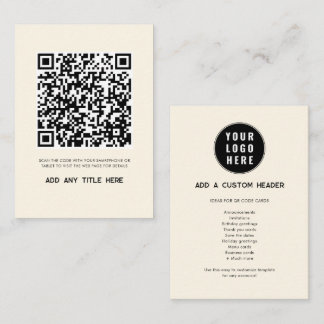 Tarjeta Pequeña Código QR personalizado Logotipo empresarial moder