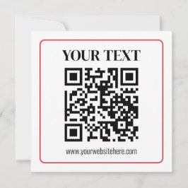 Tarjeta Pequeña Código QR simple en blanco y negro con borde rojo