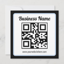 Tarjeta Pequeña Código QR y texto editables con borde azul claro