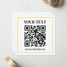 Tarjeta Pequeña Código QR y texto editables con borde de oro amari