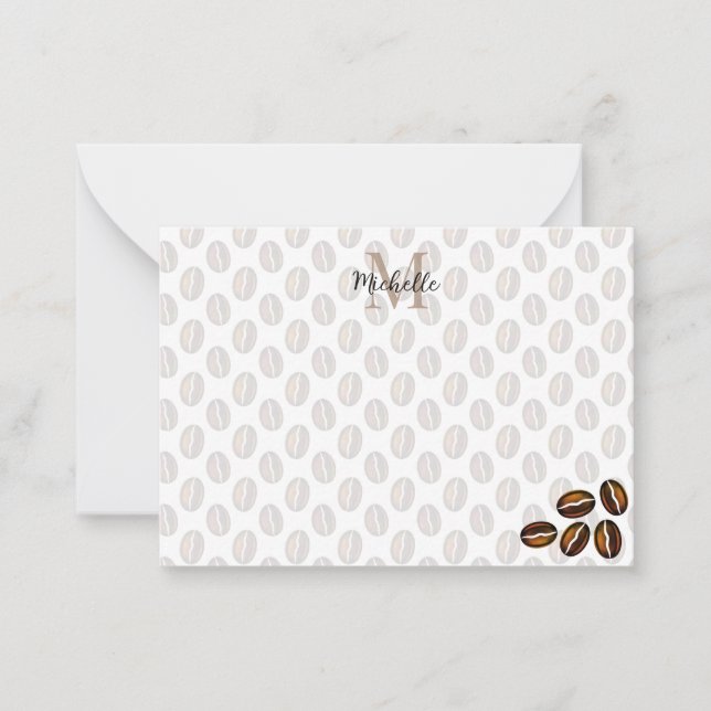 Tarjeta Pequeña Coffee Beans Coffee Lover Monogram (Anverso)
