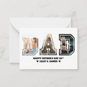 Tarjeta Pequeña Colage de fotos con letras de PAPÁ para el Día del