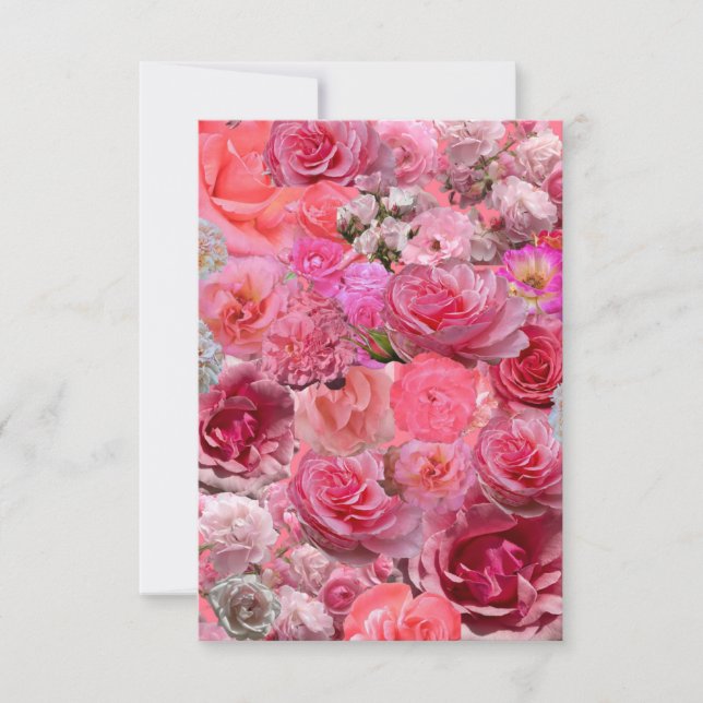 Tarjeta Pequeña Colaje de Rosa Rosa Preciosa (Anverso)