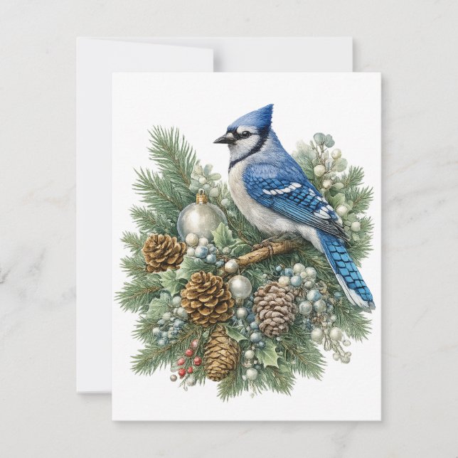 Tarjeta Pequeña Colección de pájaros cantores de invierno Blue Jay (Anverso)