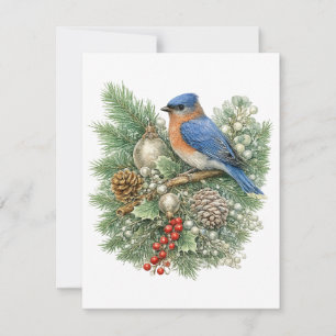 Tarjeta Pequeña Colección de pájaros cantores de invierno del azul