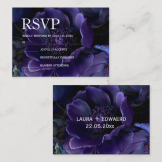 Tarjeta Pequeña Colección de traje de boda floral azul medianoche