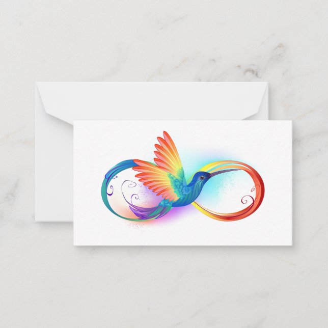 Tarjeta Pequeña Colibrí arcoiris con símbolo Infinity (Anverso)