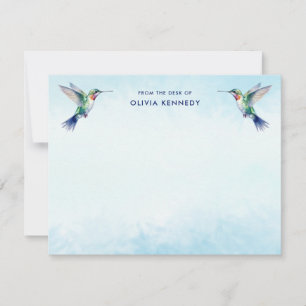 Tarjeta Pequeña Colibrí de color azul de la mesa de