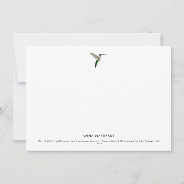 Tarjeta Pequeña Colibrí elegante (Anverso)