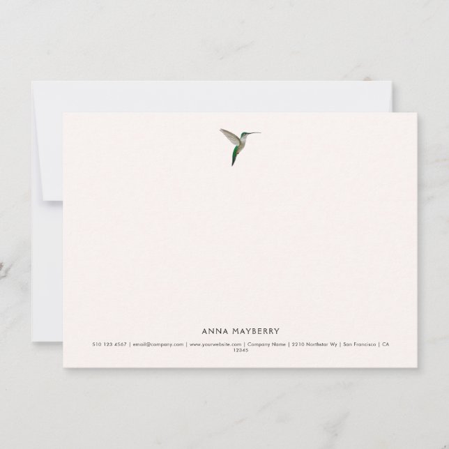 Tarjeta Pequeña Colibrí elegante (Anverso)