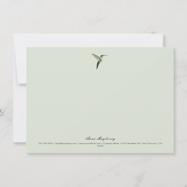 Tarjeta Pequeña Colibrí elegante (Anverso)