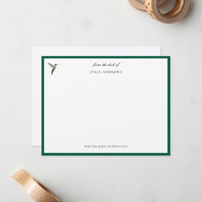 Tarjeta Pequeña Colibrí elegante personalizada (Anverso/Reverso In Situ)