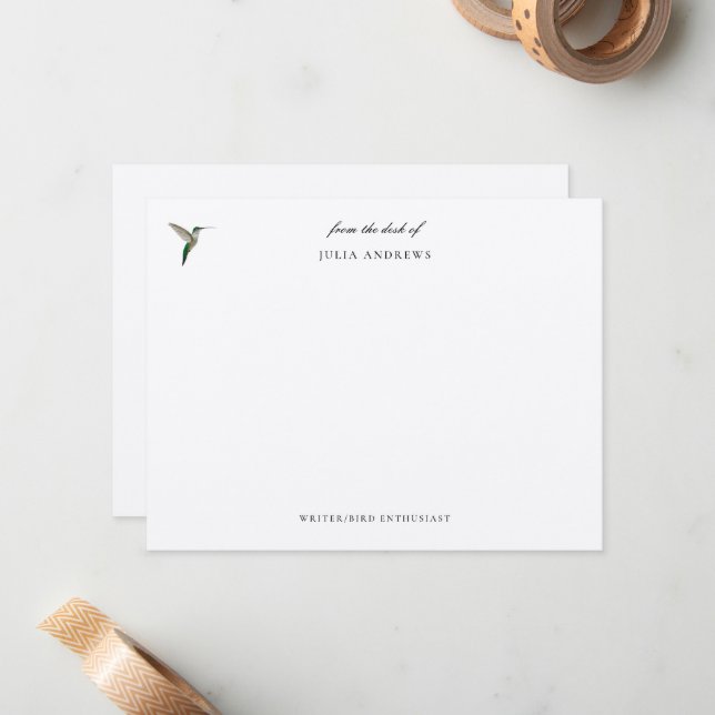 Tarjeta Pequeña Colibrí elegante personalizada (Anverso/Reverso In Situ)