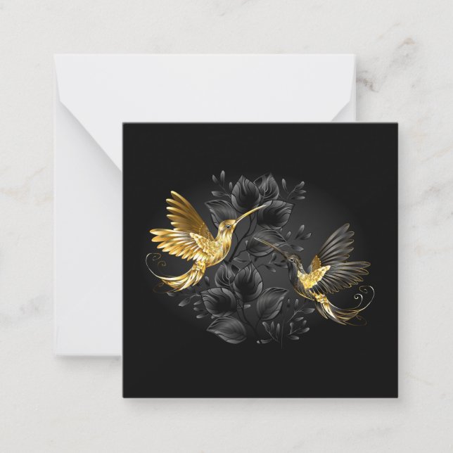 Tarjeta Pequeña Colibrí negro y dorado (Anverso)