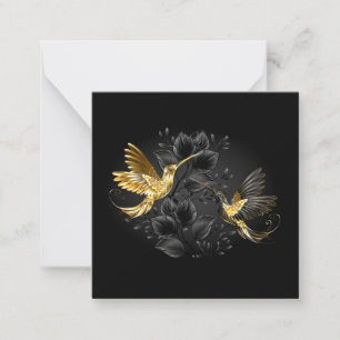 Tarjeta Pequeña Colibrí negro y dorado