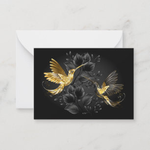 Tarjeta Pequeña Colibrí negro y dorado
