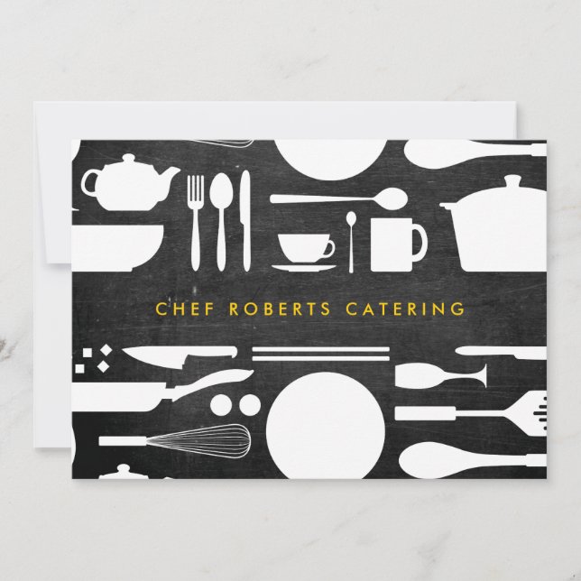 Tarjeta Pequeña Collage de cocina en madera negra (Anverso)