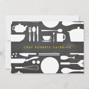 Tarjeta Pequeña Collage de cocina sobre fondo de tablero de ajedre