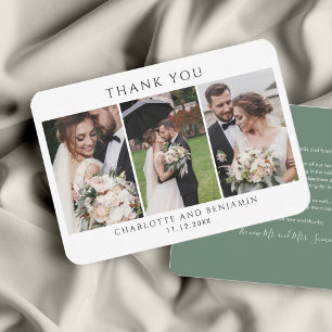 Tarjeta Pequeña Collage de fotos del Día de la Boda Gracias