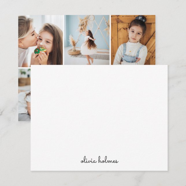 Tarjeta Pequeña Collage de fotos Trendy Monograma Moderno Elegante (Anverso / Reverso)