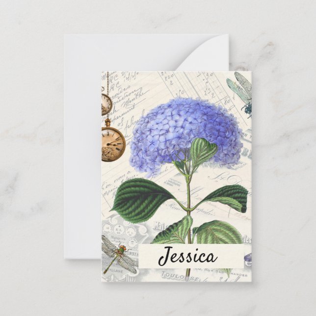 Tarjeta Pequeña Collage de Hydrangea personalizado (Anverso)