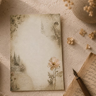 Tarjeta Pequeña Collage Estético de Jardín Botánico Romántico