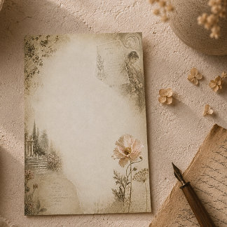 Tarjeta Pequeña Collage Estético de Jardín Botánico Romántico