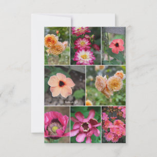 Tarjeta Pequeña Collage suave de crema y flor rosa