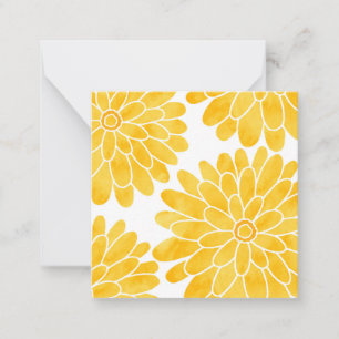 Tarjeta Pequeña Color de agua amarillo Zinnias