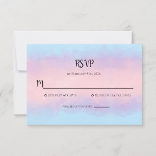 Tarjeta Pequeña Color de agua azul rosado RSVP mínimo