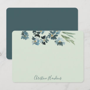 Tarjeta Pequeña Color de agua azul verde Pastel Sage personalizado