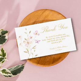 Tarjeta Pequeña color de agua oro floral gracias bebé ducha