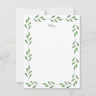 Tarjeta Pequeña Color de agua verde deja marco
