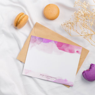 Tarjeta Pequeña Color de agua violeta rosa de Fuchsia Añade tu nom