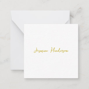 Tarjeta Pequeña Color Dorado Caligrafía Nombre Personalizado Profe