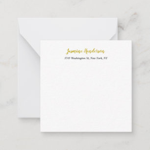 Tarjeta Pequeña Color Dorado Caligrafía Profesional Elegante