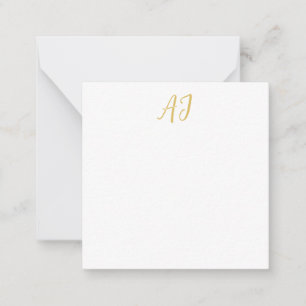 Tarjeta Pequeña Color Dorado Monograma Inicial Clásica Profesional