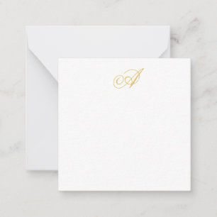 Tarjeta Pequeña Color Dorado Monograma Inicial Clásica Profesional