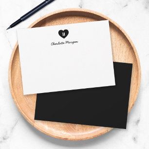 Tarjeta Pequeña Color personalizado Monograma Corazón guión modern