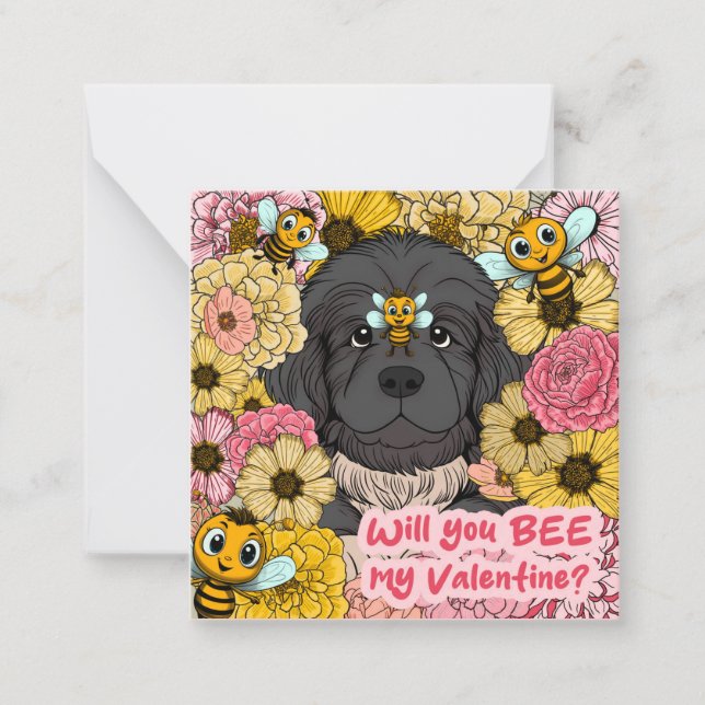 Tarjeta Pequeña COLORABLE Kids Classroom Valentines Bee Dog Puppy (Anverso)